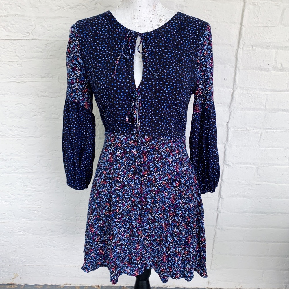 Forever 21 blue patchwork dress with keyhole front